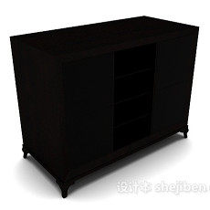 黑色实木衣柜3d模型下载