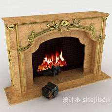 欧式家庭壁炉3d模型下载