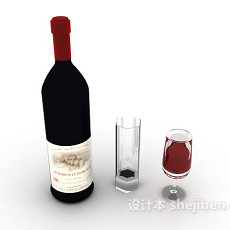 红酒、玻璃杯3d模型下载