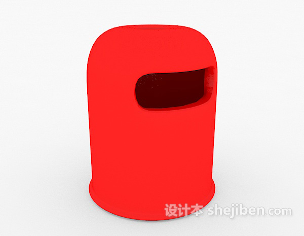 红色垃圾桶3d模型下载