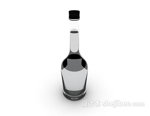 设计本空玻璃酒瓶3d模型下载