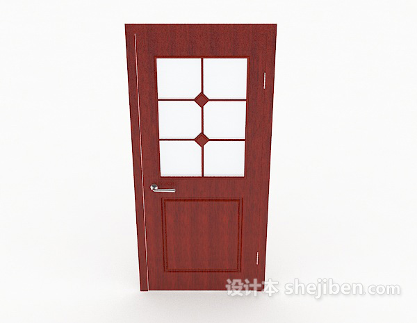 现代风格红色房门3d模型下载