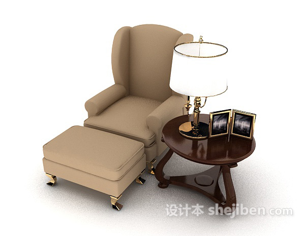 免费简欧风格沙发、茶几3d模型下载
