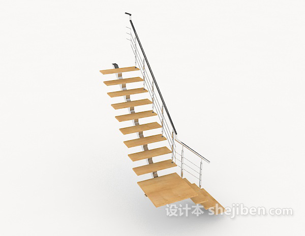 现代风格家居实木楼梯3d模型下载