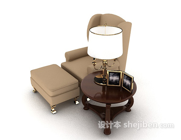 设计本简欧风格沙发、茶几3d模型下载