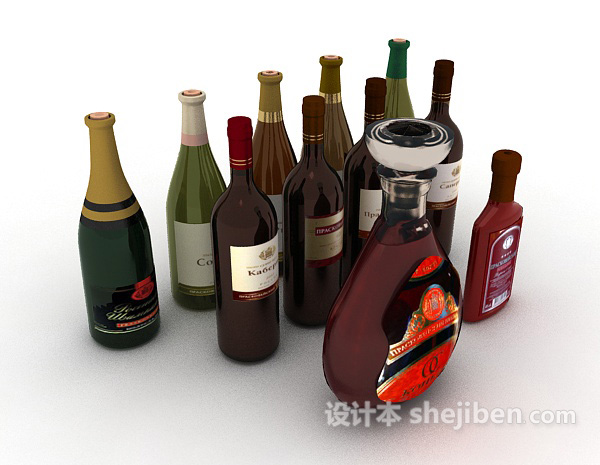 洋酒、啤酒3d模型下载