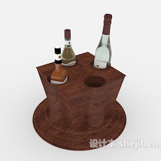 棕色实木酒架3d模型下载