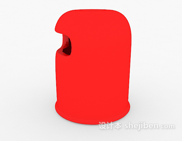 免费红色垃圾桶3d模型下载