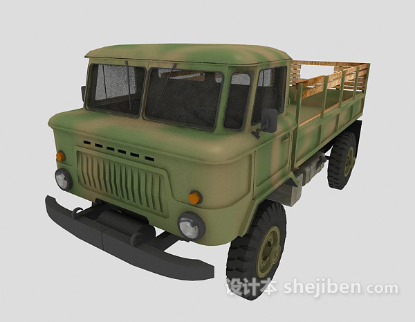 免费绿皮卡车3d模型下载