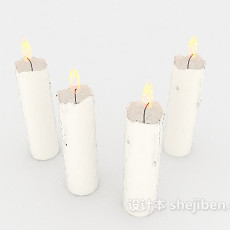 白色小蜡烛3d模型下载