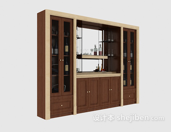 设计本现代家居酒柜3d模型下载