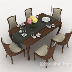 简约家居餐桌餐椅3d模型下载
