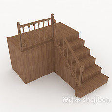 实木家居楼梯3d模型下载