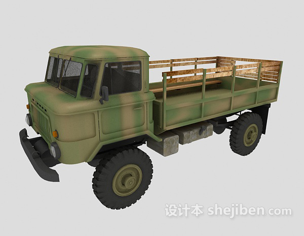 设计本绿皮卡车3d模型下载