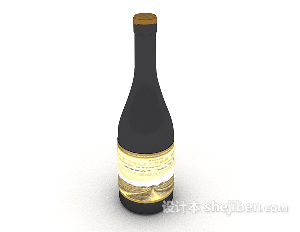 现代风格玻璃红酒瓶3d模型下载