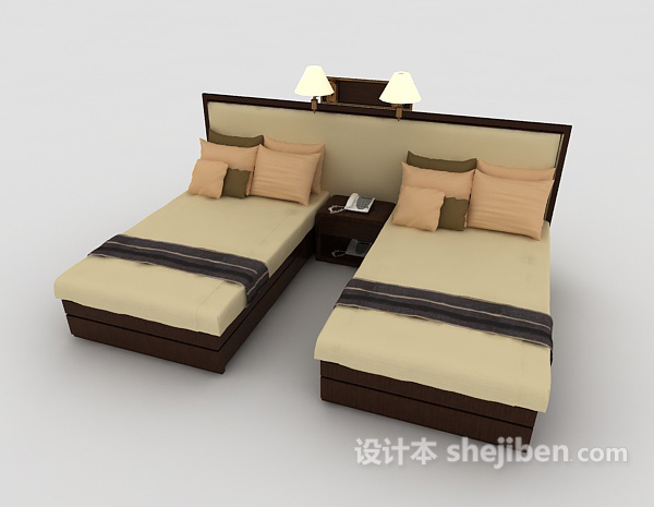 免费酒店宾馆单人床3d模型下载