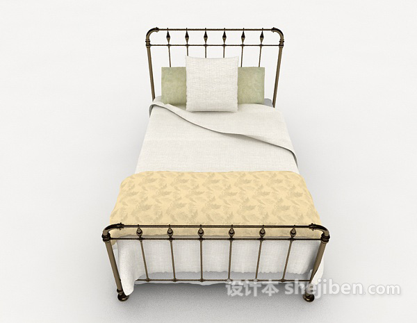 现代风格铁艺单人床3d模型下载