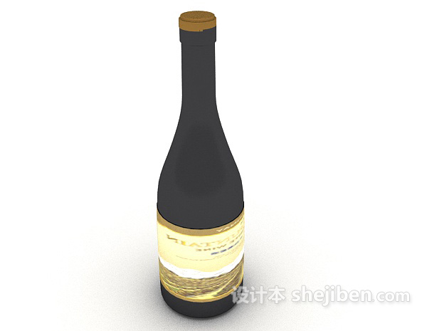 玻璃红酒瓶3d模型下载
