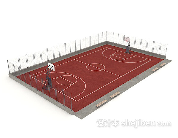 设计本室外篮球场3d模型下载