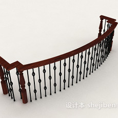 弧形实木栏杆3d模型下载