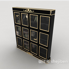 欧式居家黑色书柜3d模型下载