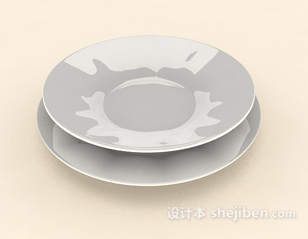设计本厨房白色碗碟3d模型下载