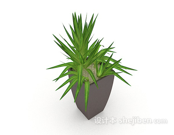 现代风格办公室绿化盆栽3d模型下载