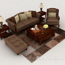 新古典居家组合沙发3d模型下载