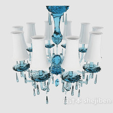 蓝色水晶吊灯3d模型下载