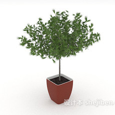 居家绿色简单盆栽3d模型下载