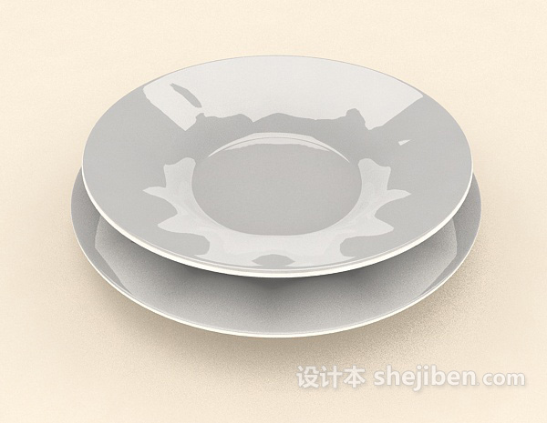 现代风格厨房白色碗碟3d模型下载