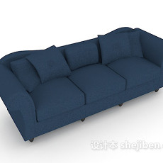 家居蓝色三人沙发3d模型下载