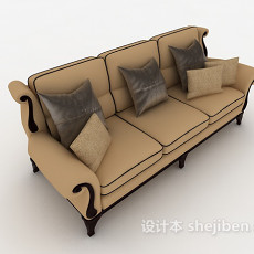 新古代皮质多人沙发3d模型下载