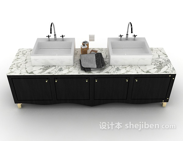 现代风格浴柜、洗手池3d模型下载