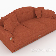 橙色三人沙发3d模型下载