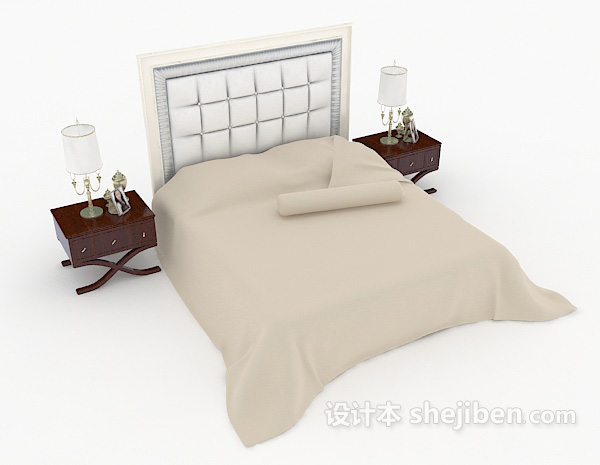 其它新古典风情双人床3d模型下载