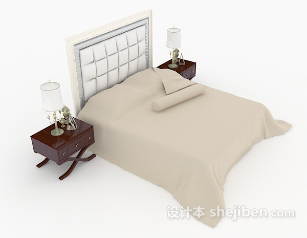 免费新古典风情双人床3d模型下载