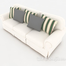 白色简单多人沙发3d模型下载