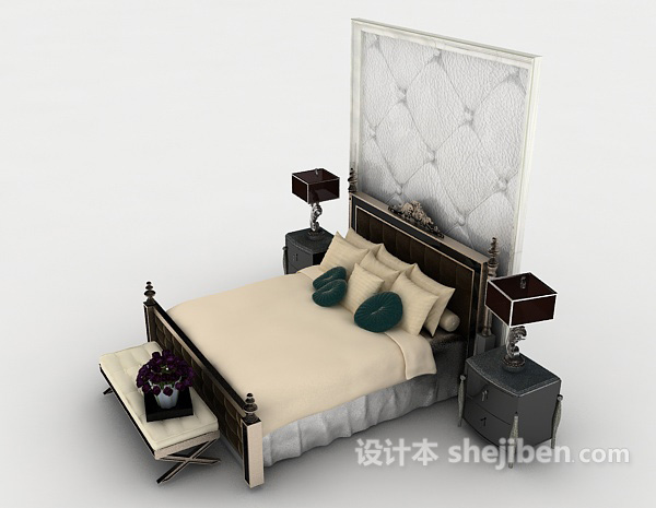 其它新古典居家双人床3d模型下载