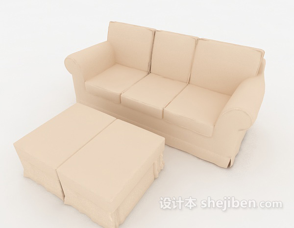 浅色系组合沙发3d模型下载