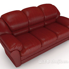 常见红色三人沙发3d模型下载