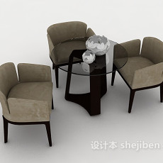 休闲三人桌椅组合3d模型下载