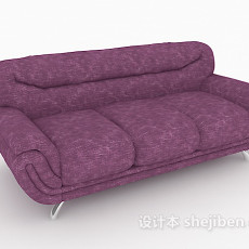 红色三人沙发3d模型下载
