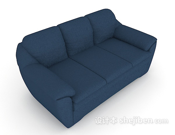 简单蓝色三人沙发