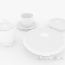 白色陶瓷杯碗3d模型下载
