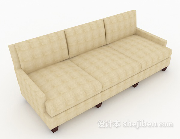 浅灰色多人沙发3d模型下载