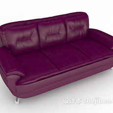 玫红色三人沙发3d模型下载