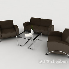商务深棕色组合沙发3d模型下载