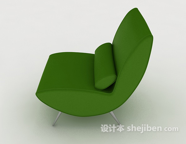 设计本绿色休闲单人沙发3d模型下载