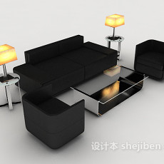 黑色简单商务组合沙发3d模型下载